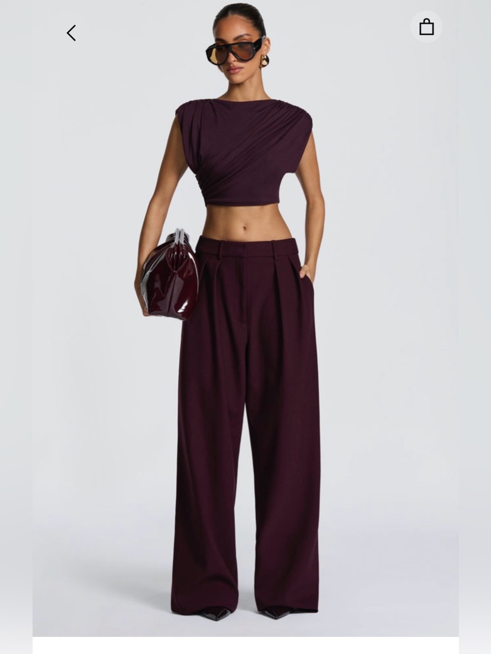 Babyboo Wide-Leg High-Waist Pants in Deep Plum